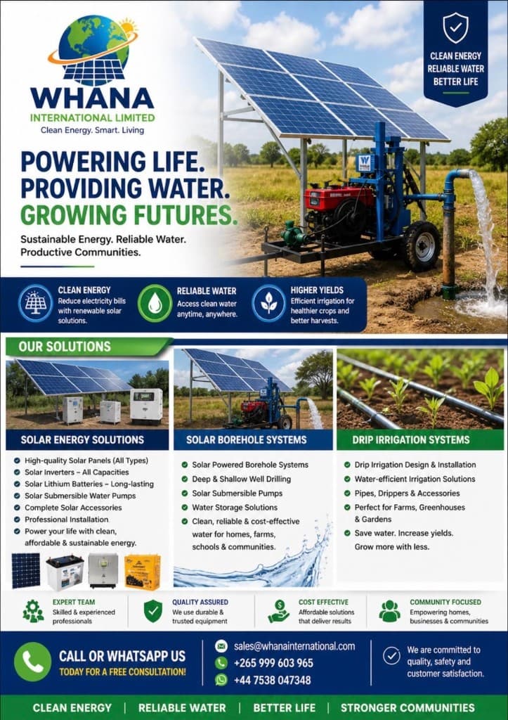 Solar-powered borehole pumping water in the field